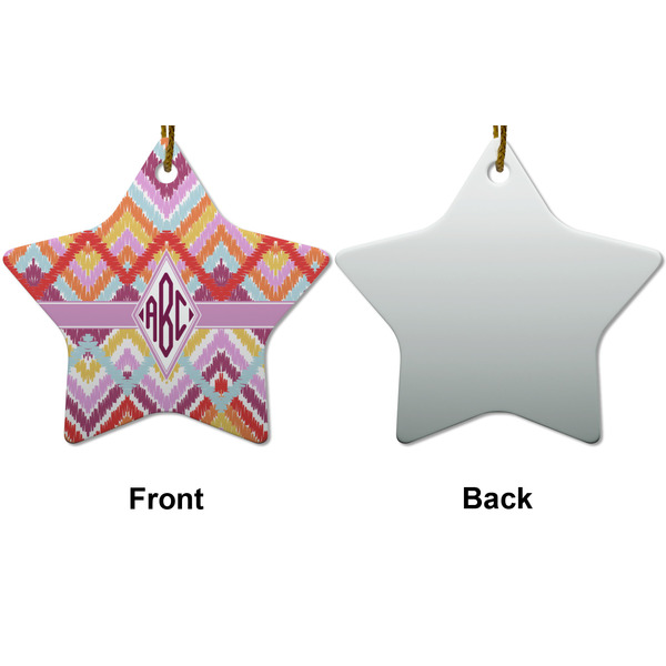 Ikat Chevron Ceramic Flat Ornament - Star Front & Back (APPROVAL)