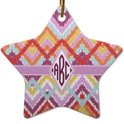 Ikat Chevron Star Ceramic Ornament w/ Monogram