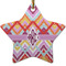 Ikat Chevron Ceramic Flat Ornament - Star (Front)