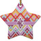 Ikat Chevron Star Ceramic Ornament w/ Monogram