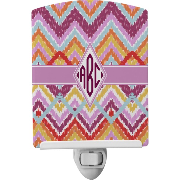 Custom Ikat Chevron Ceramic Night Light (Personalized)