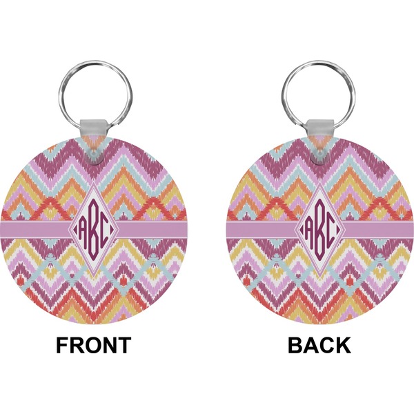 Ikat Chevron Circle Keychain (Front + Back)