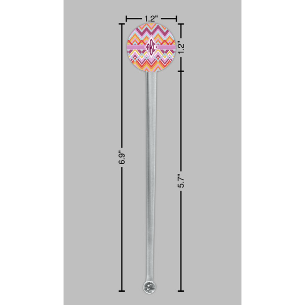 Ikat Chevron Clear Plastic 7" Stir Stick - Round - Dimensions