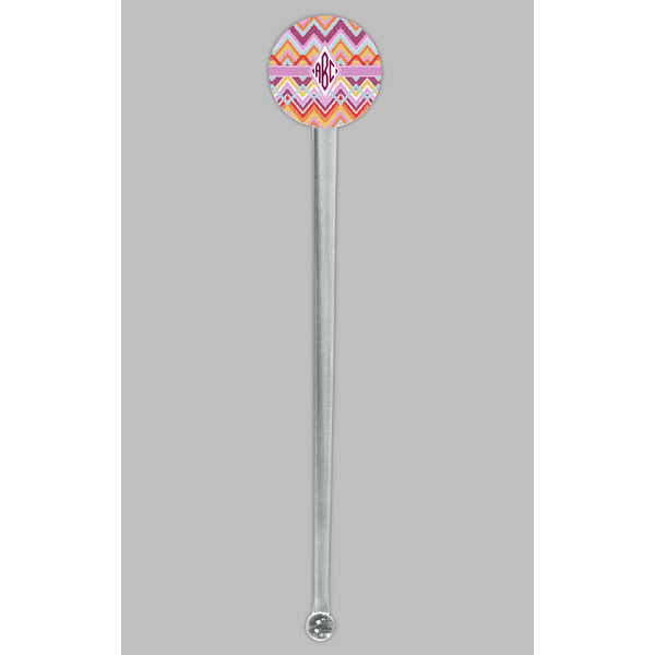 Ikat Chevron Clear Plastic 7" Stir Stick - Round - Single Stick