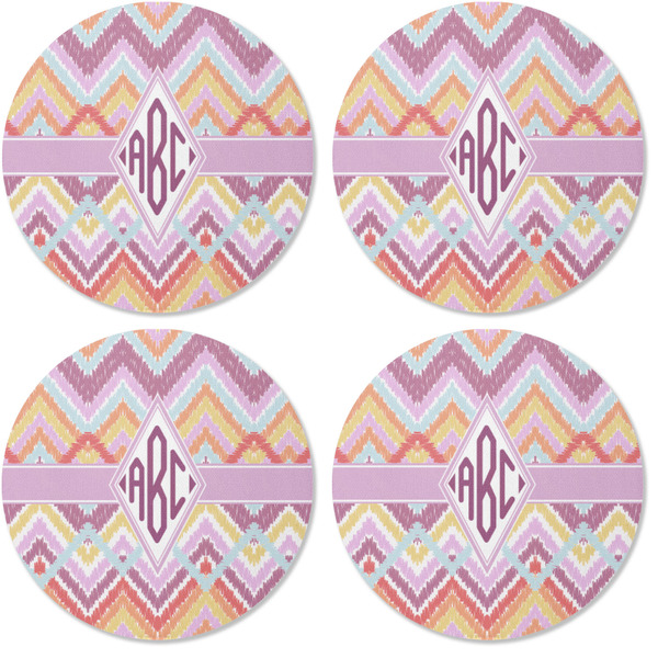 Ikat Chevron Coaster Round Rubber Back - Apvl