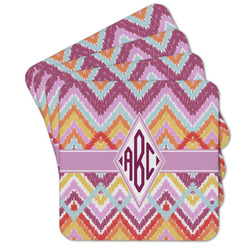 Ikat Chevron Cork Coaster - Set of 4 w/ Monogram