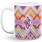 Ikat Chevron 11 Oz Coffee Mug - White (Personalized)
