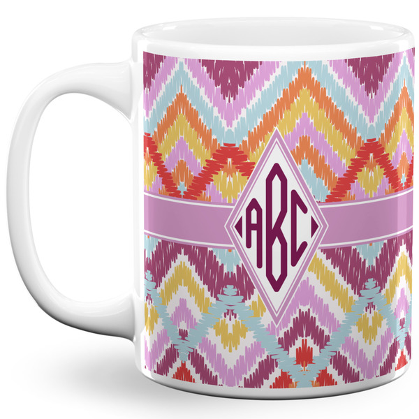 Custom Ikat Chevron 11 Oz Coffee Mug - White (Personalized)