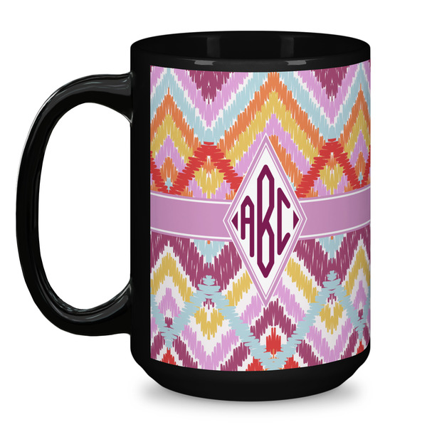 Ikat Chevron Coffee Mug - 15 oz - Black