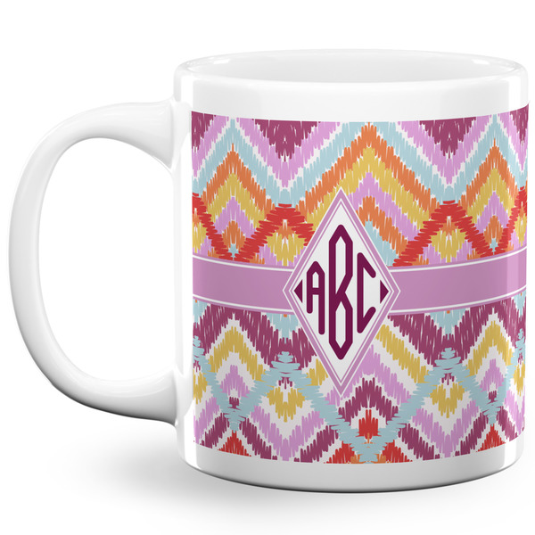 Custom Ikat Chevron 20 Oz Coffee Mug - White (Personalized)
