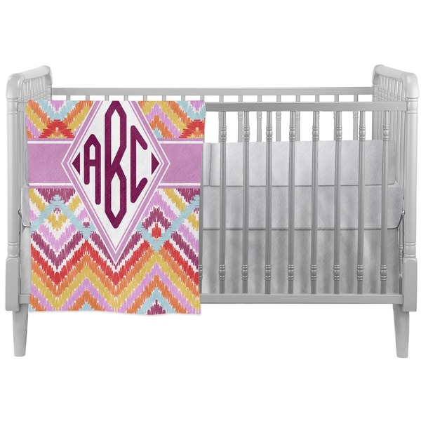 Custom Ikat Chevron Crib Comforter / Quilt (Personalized)