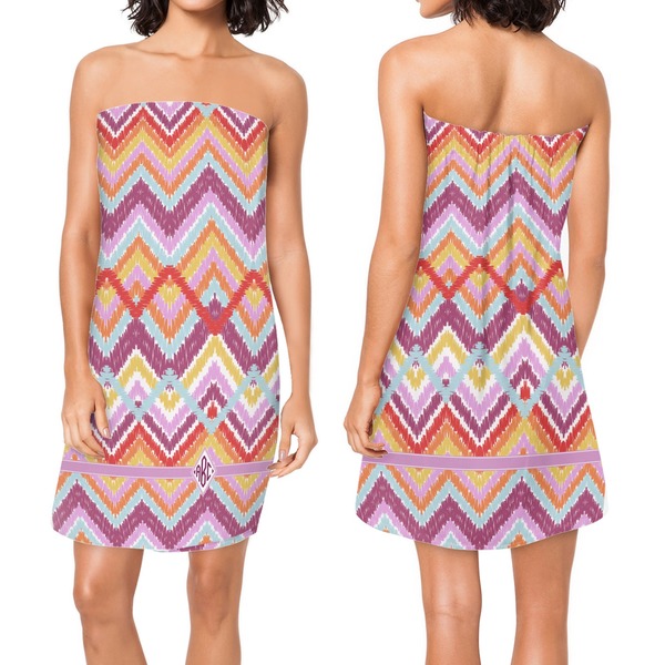 Ikat Chevron Custom Bath Wrap - Front & Back View