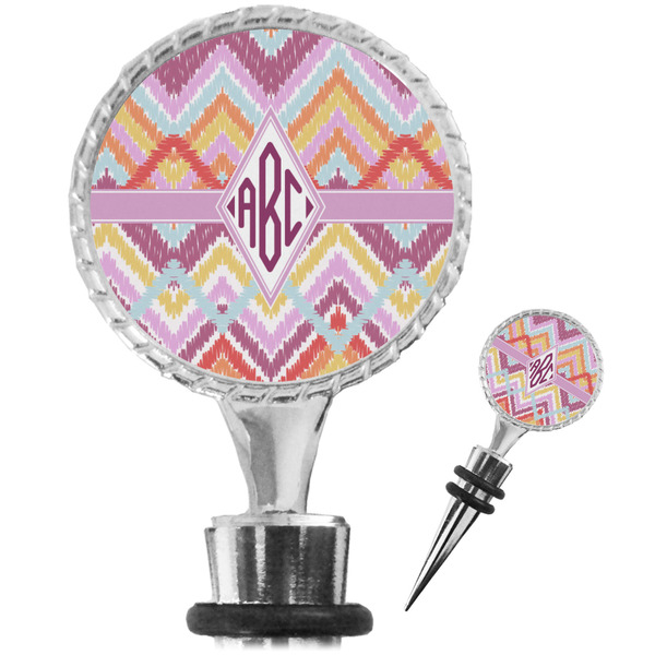 Custom Ikat Chevron Wine Bottle Stopper (Personalized)