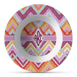 Ikat Chevron Plastic Bowl - Microwave Safe - Composite Polymer (Personalized)