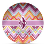 Ikat Chevron Microwave Safe Plastic Plate - Composite Polymer (Personalized)