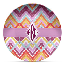 Ikat Chevron Microwave Safe Plastic Plate - Composite Polymer (Personalized)