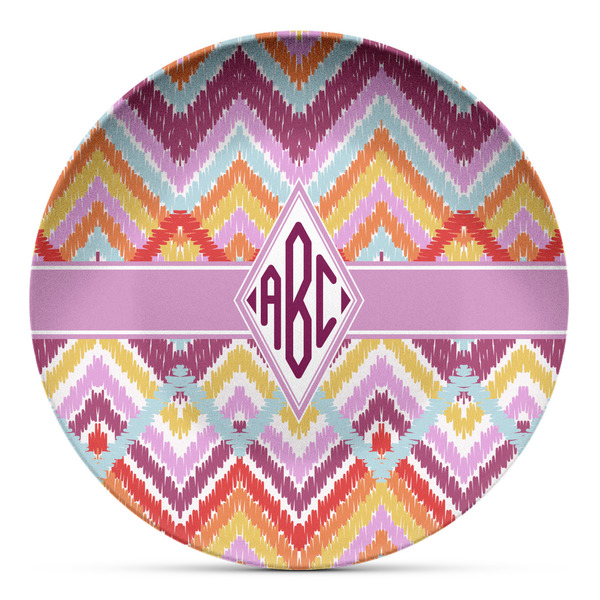 Custom Ikat Chevron Microwave Safe Plastic Plate - Composite Polymer (Personalized)