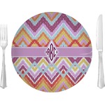 Ikat Chevron Glass Lunch / Dinner Plate 10" (Personalized)