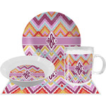 Ikat Chevron Dinner Set - Single 4 Pc Setting w/ Monograms