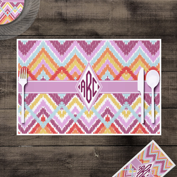Ikat Chevron Disposable Paper Placemat - In Context