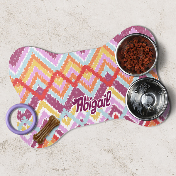 Ikat Chevron Dog Bone Shaped Mat Lifestyle