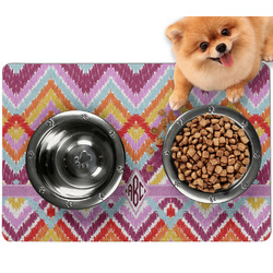 Ikat Chevron Dog Food Mat - Small w/ Monogram