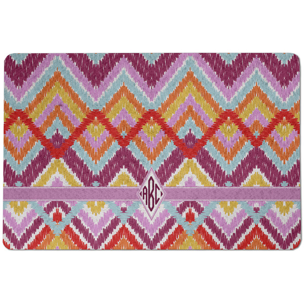 Custom Ikat Chevron Dog Food Mat w/ Monogram