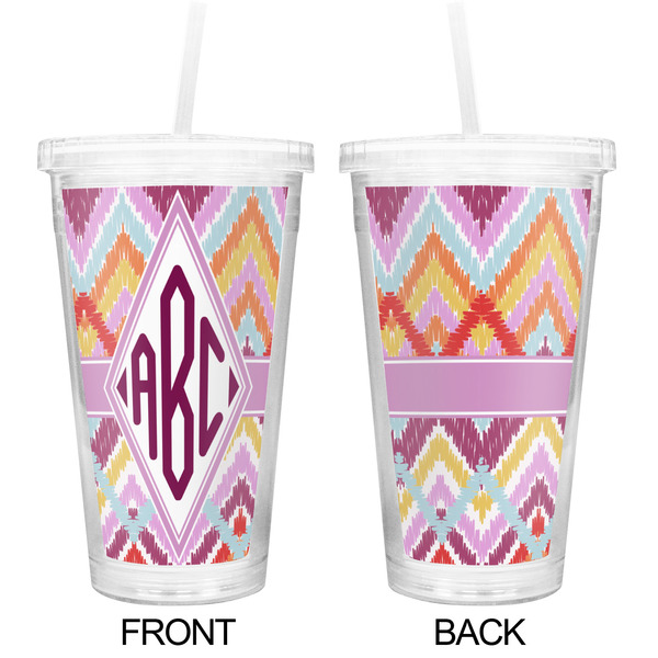 Ikat Chevron Double Wall Tumbler with Straw - Approval