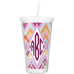 Ikat Chevron Double Wall Tumbler with Straw (Personalized)