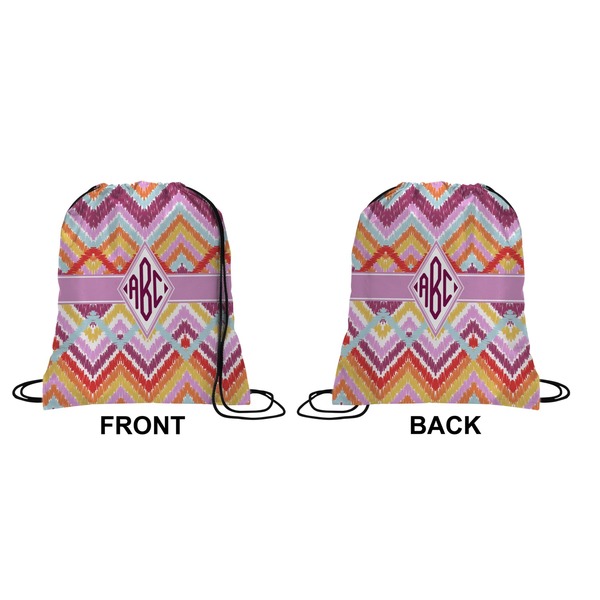 Ikat Chevron Drawstring Backpack Front & Back Small