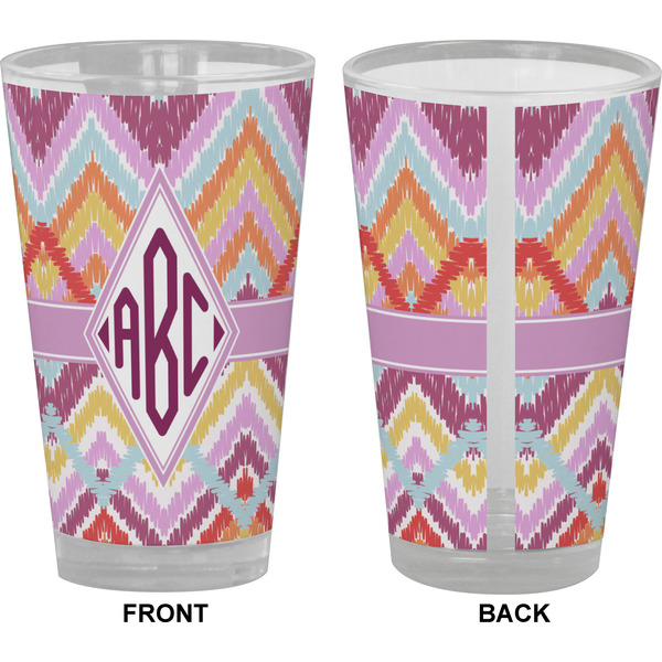 Ikat Chevron Pint Glass - Full Color - Front & Back Views