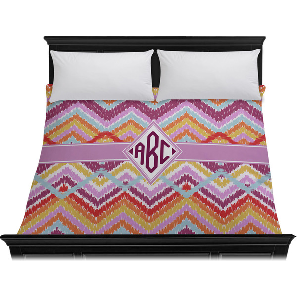 Ikat Chevron Duvet Cover - King - On Bed - No Prop