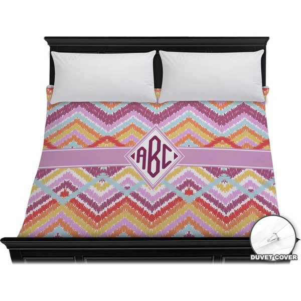 Custom Ikat Chevron Duvet Cover - King (Personalized)