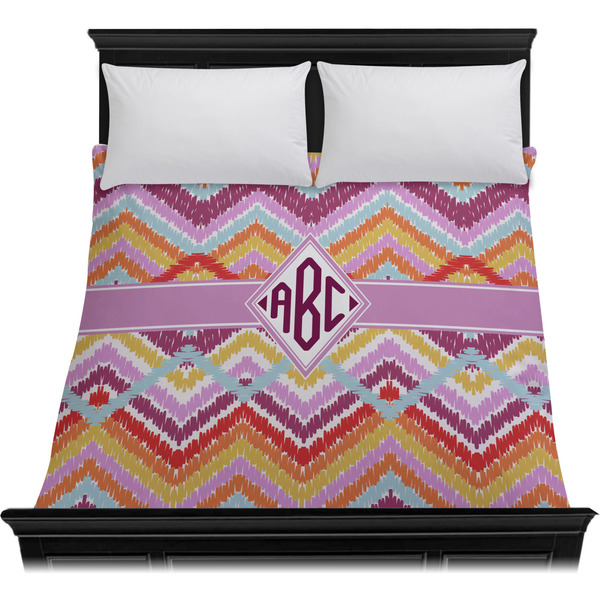 Ikat Chevron Duvet Cover - Queen - On Bed - No Prop