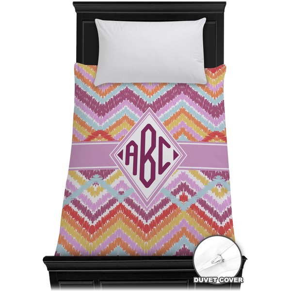 Custom Ikat Chevron Duvet Cover - Twin (Personalized)