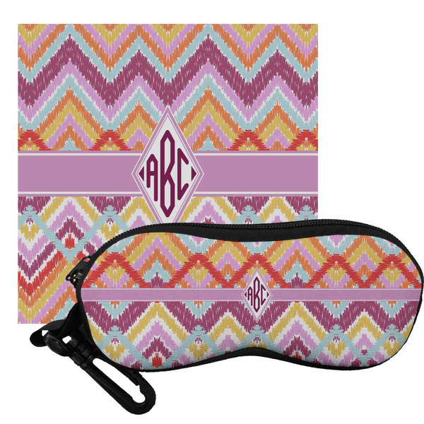 Custom Ikat Chevron Eyeglass Case & Cloth (Personalized)