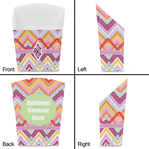 Ikat Chevron French Fry Favor Box - Front & Back View