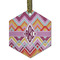 Ikat Chevron Frosted Glass Ornament - Hexagon