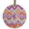 Ikat Chevron Frosted Glass Ornament - Round