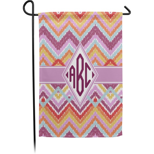 Custom Ikat Chevron Small Garden Flag - Double Sided w/ Monograms