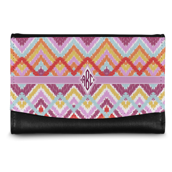 Custom Ikat Chevron Genuine Leather Women's Wallet - Small (Personalized)