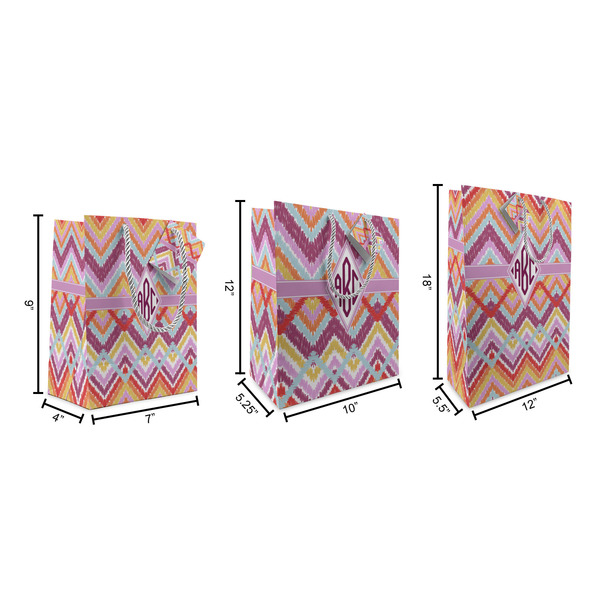 Ikat Chevron Gift Bags - All Sizes - Dimensions