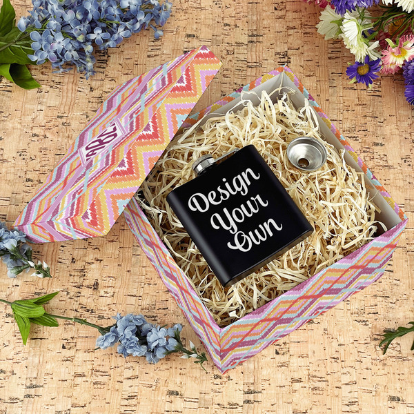 Ikat Chevron Gift Boxes with Lid - Canvas Wrapped - Large - In Context