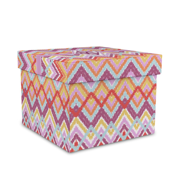 Custom Ikat Chevron Gift Box with Lid - Canvas Wrapped - Medium (Personalized)