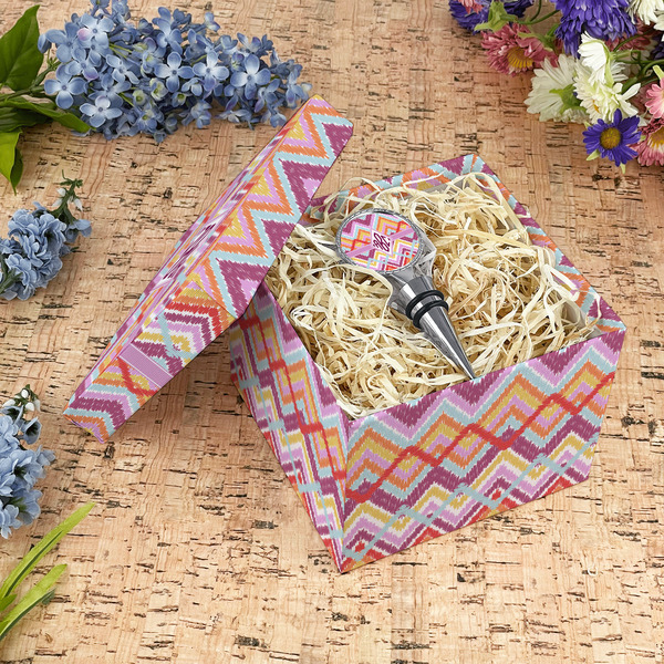 Ikat Chevron Gift Boxes with Lid - Canvas Wrapped - Medium - In Context