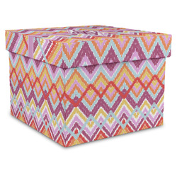 Ikat Chevron Gift Box with Lid - Canvas Wrapped - X-Large (Personalized)