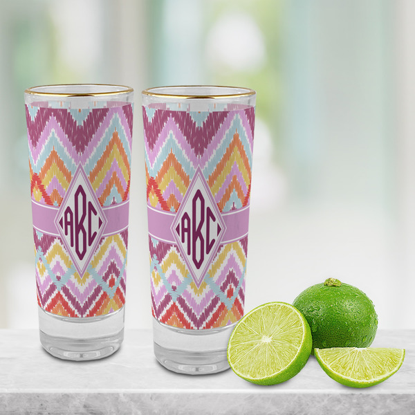 Ikat Chevron Glass Shot Glass - 2 oz - LIFESTYLE