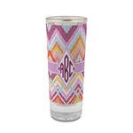 Ikat Chevron 2 oz Shot Glass -  Glass with Gold Rim - Set of 4 (Personalized)