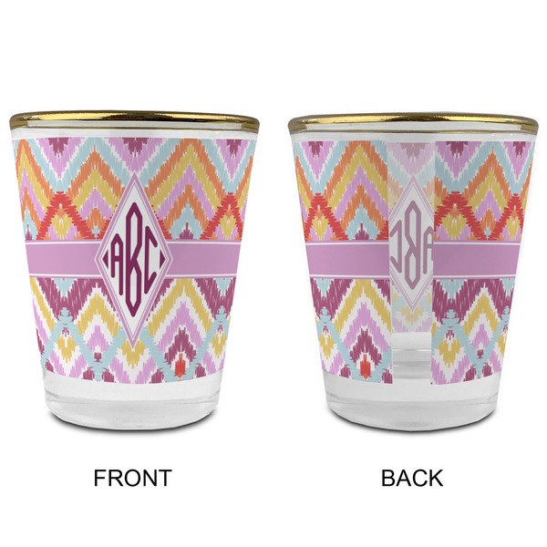 Ikat Chevron Glass Shot Glass - with gold rim - APPROVAL