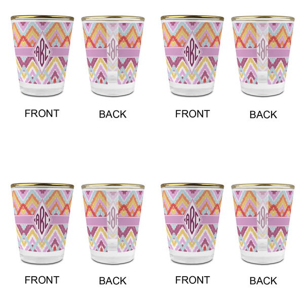 Ikat Chevron Glass Shot Glass - with gold rim - Set of 4 - APPROVAL